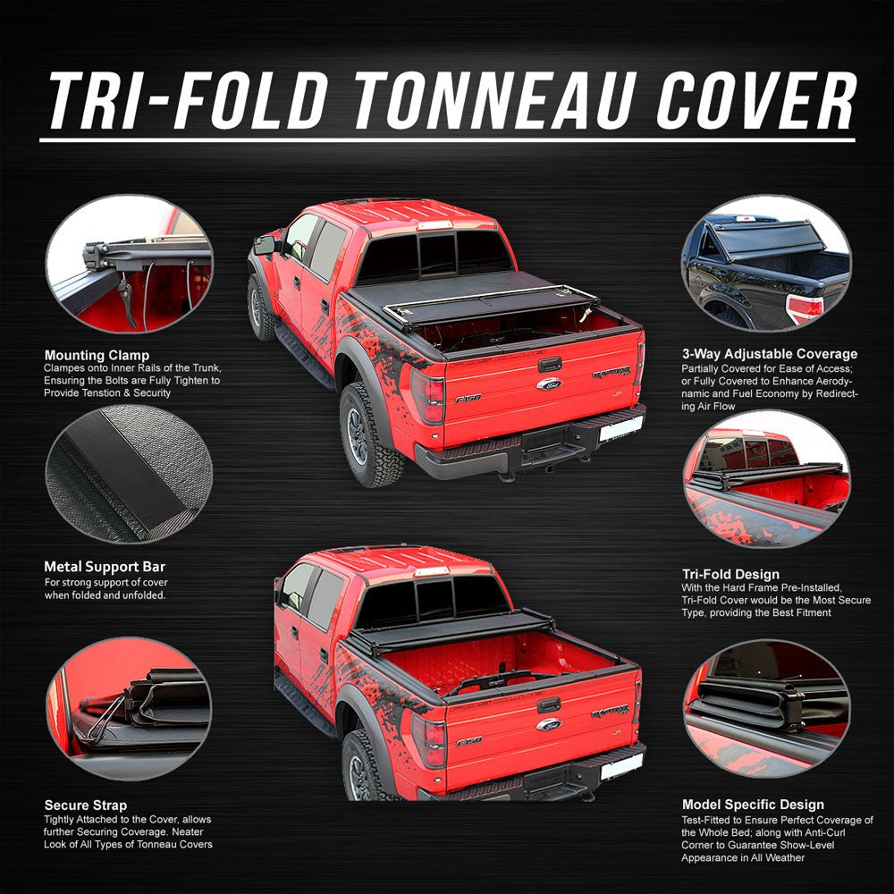 [Soft Vinyl Tri 3-Fold] Truck Bed Tonneau Cover 05-11 Dakota Raider 5.5' Bed