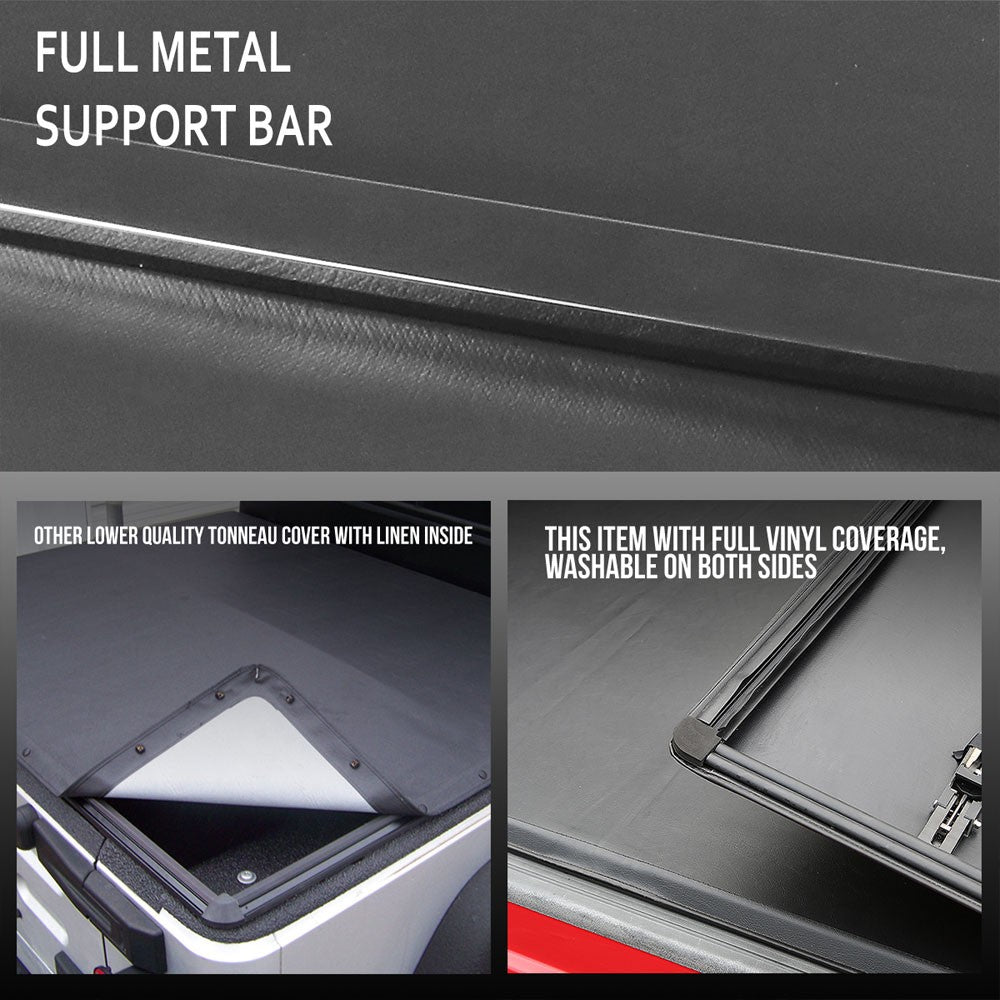 [Soft Tri 3-Fold] Black Truck Bed Tonneau Cover 14-21 Ford Ranger INTL T6 5' Bed