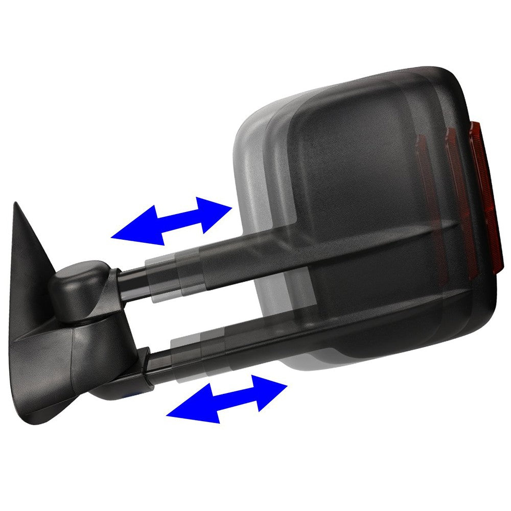 Left&Right Black Towing Side Mirror Manual LED Turn Signal for 02-06 Escalade