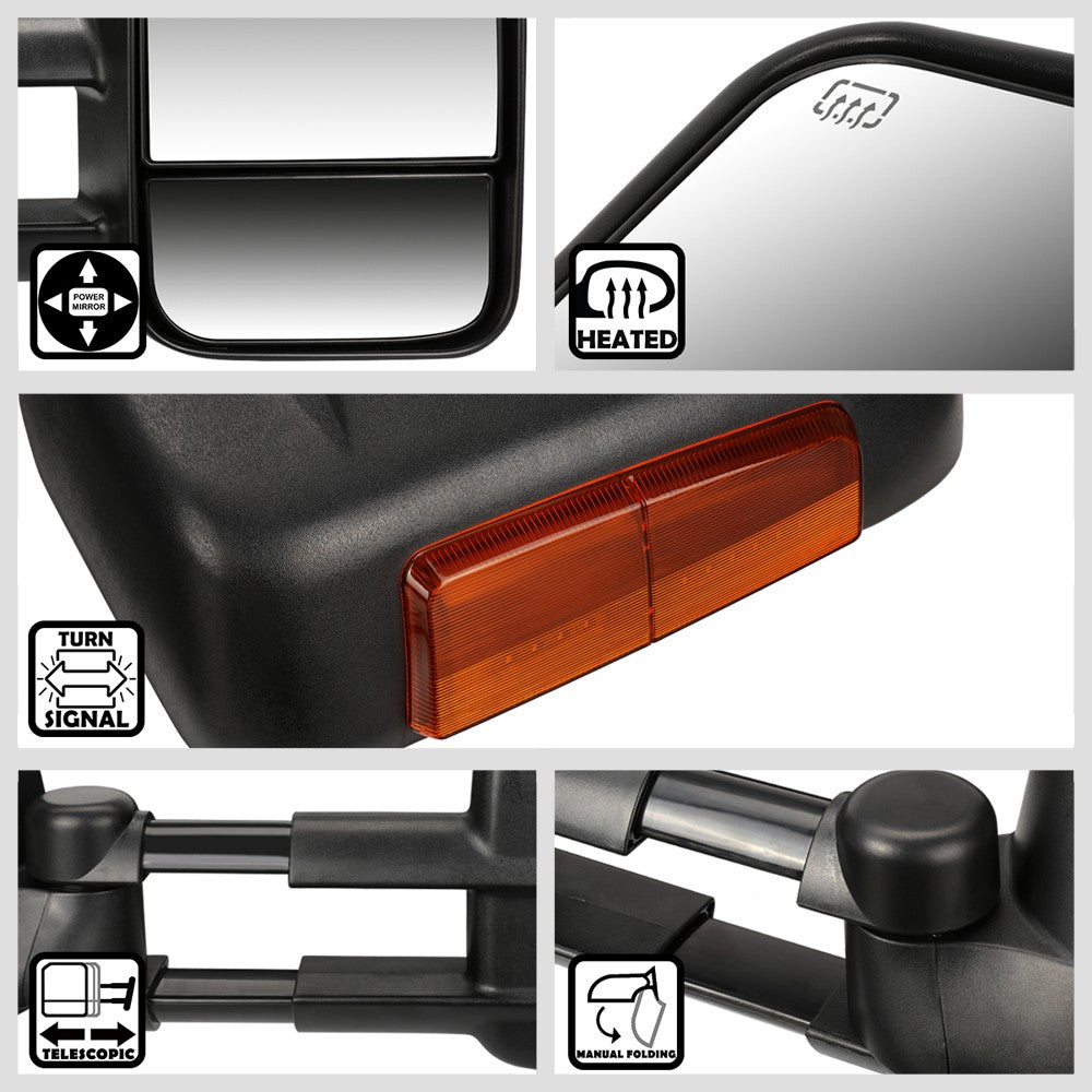 Left&Right Black Towing Side Mirror Manual LED Turn Signal for 02-06 Escalade