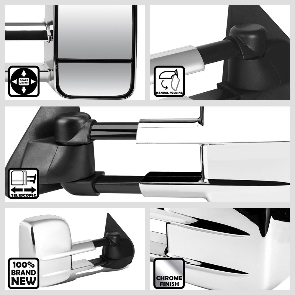 Left/Right Chrome Towing Side Mirror Powered Adjustment for 97-03 F-150