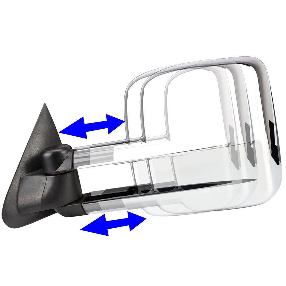 Left/Right Chrome Towing Side Mirror Manual Adjustment for 97-99 Ford F-250