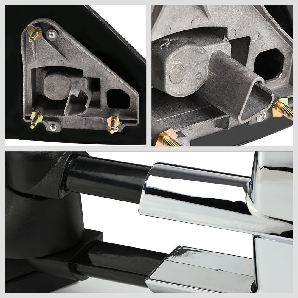 Left/Right Chrome Towing Side Mirror Manual Adjustment for 97-99 Ford F-250