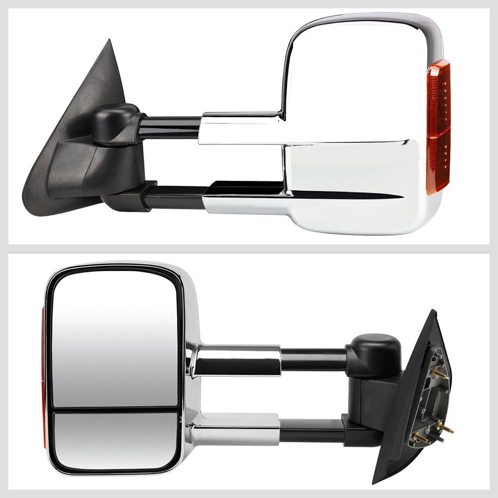 Left/Right Chrome Towing Side Mirror Powered LED Turn Signal for 97-03 F-150