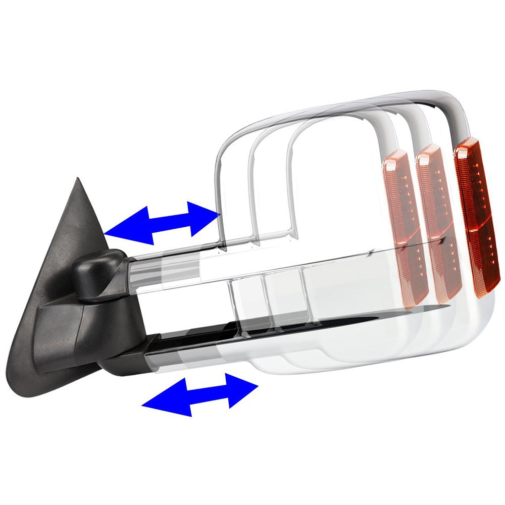 Left/Right Chrome Towing Side Mirror Powered LED Turn Signal for 97-03 F-150