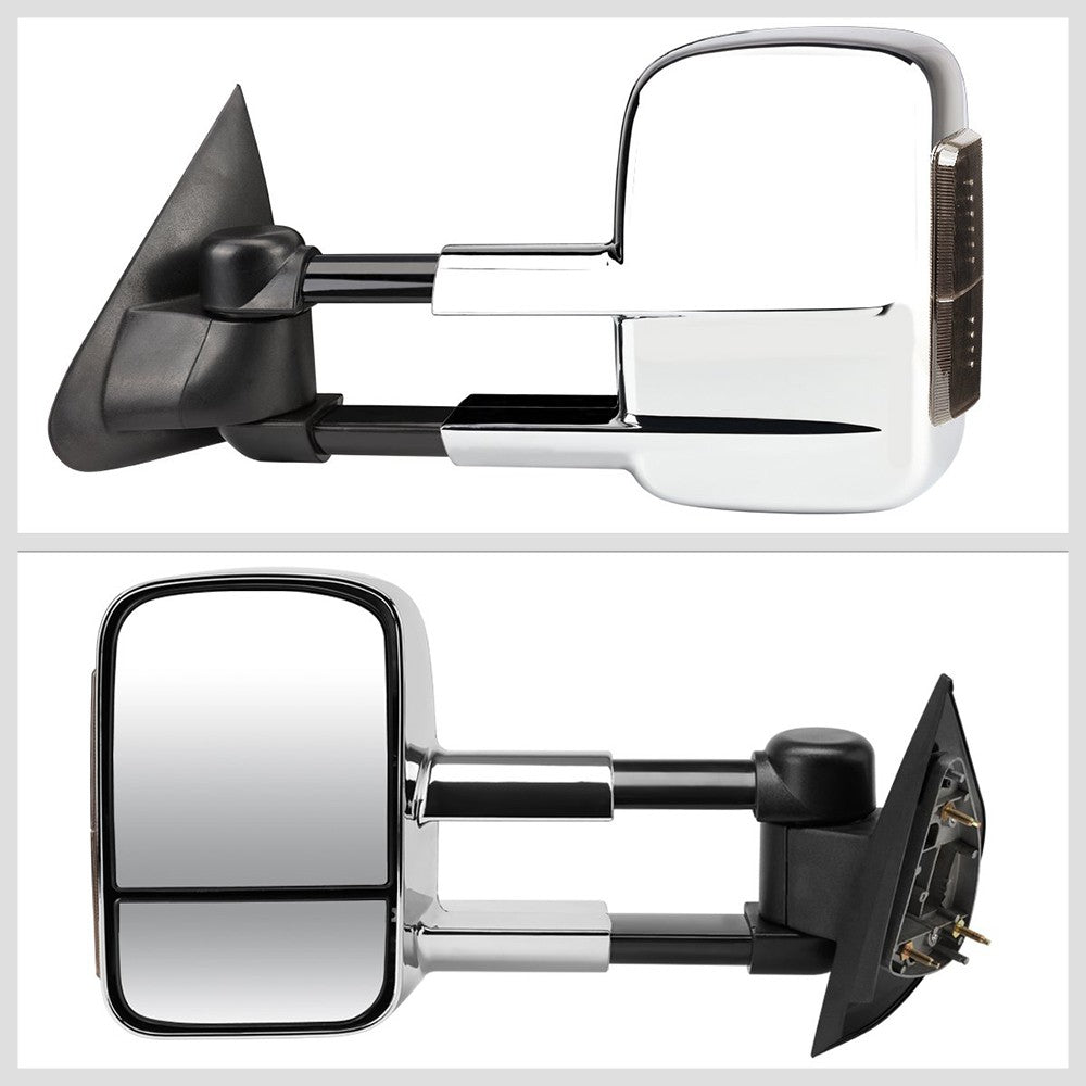 Left/Right Chrome Towing Side Mirror Powered LED Turn Signal for 97-99 F-250