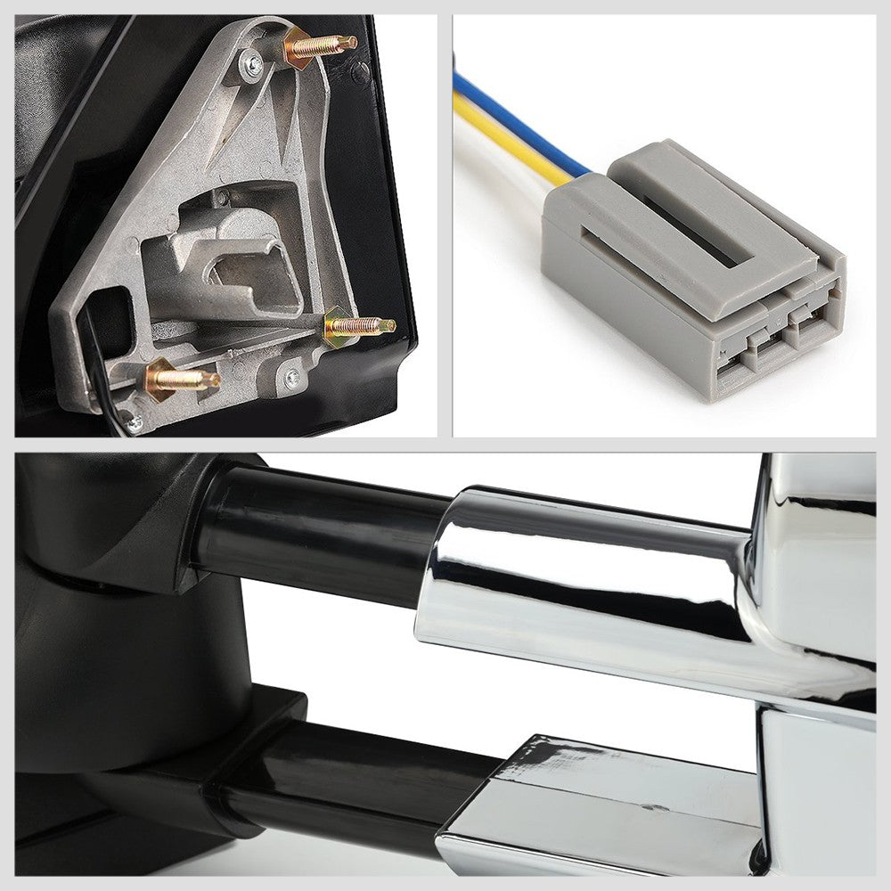 Left/Right Chrome Towing Side Mirror Powered LED Turn Signal for 97-99 F-250