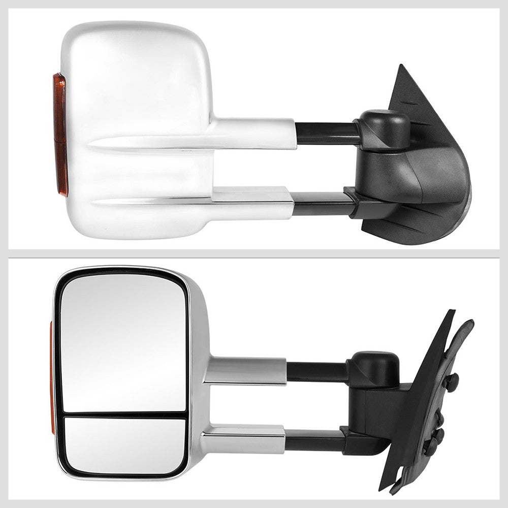 Left/Right Chrome Towing Side Mirror Manual+ LED Turn Signal for 07-13 Escalade