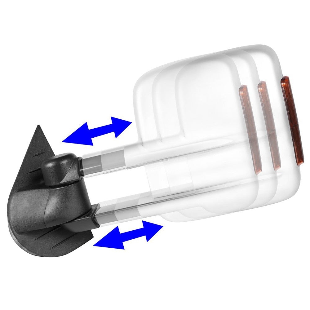 Left/Right Chrome Towing Side Mirror Manual+ LED Turn Signal for 07-13 Escalade