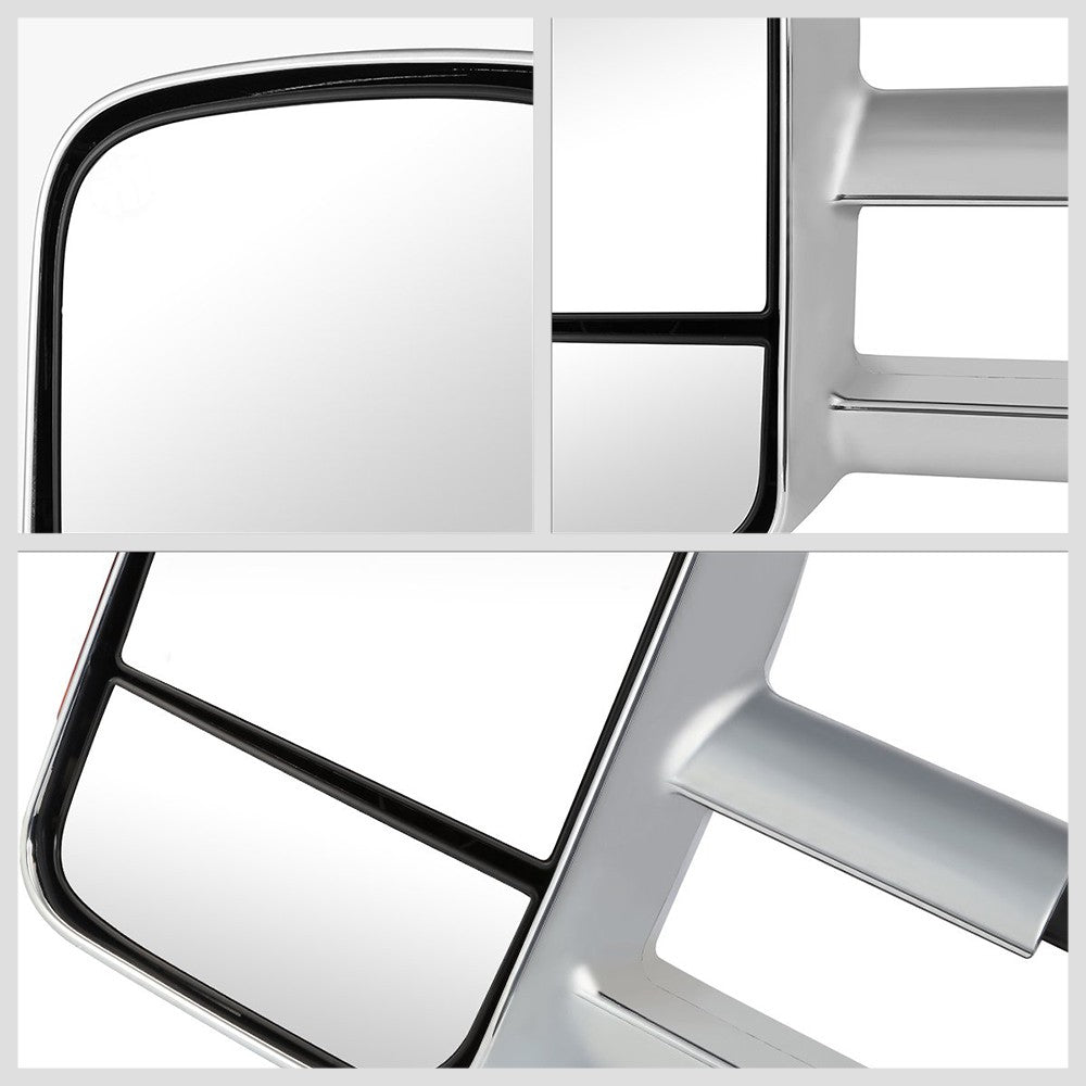 Left/Right Chrome Towing Side Mirror Manual+ LED Turn Signal for 07-13 Escalade