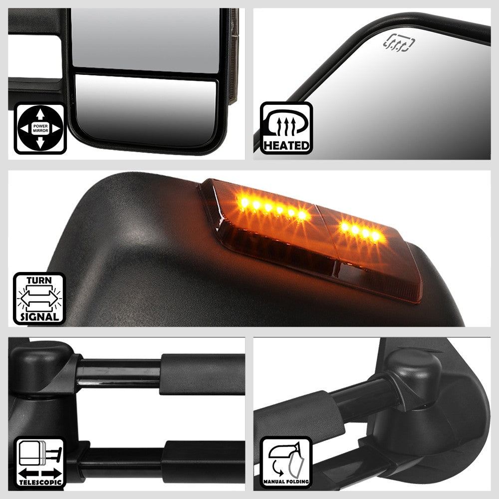 Left/Right Towing Side Mirror Powered W/Heated Turn Signal for 07-13 Yukon
