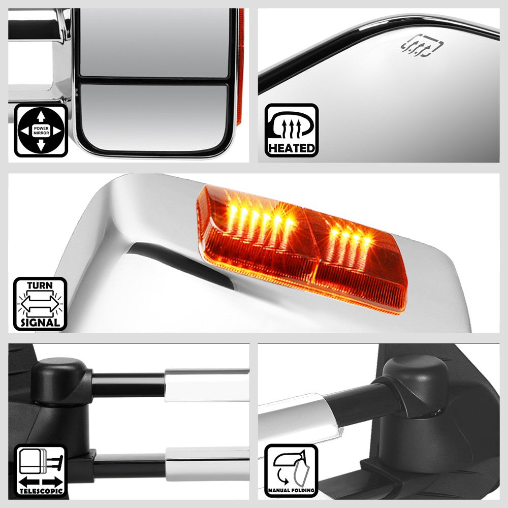 Left/Right Towing Side Mirror Powered+ W/Heated Turn Signal for 07-13 Yukon