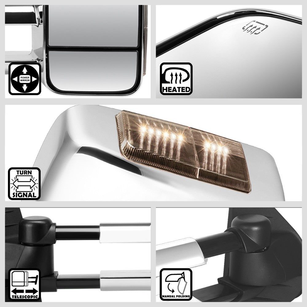 Left/Right Towing Side Mirror Powered W/Heated LED Turn Signal for 07-13 Yukon