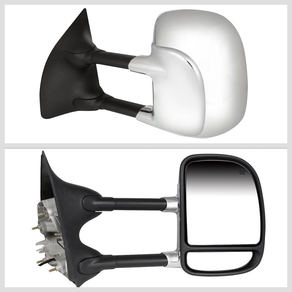 Left/Right Chrome Towing Side Mirror Powered W/Heated for 99-07 F-250SD
