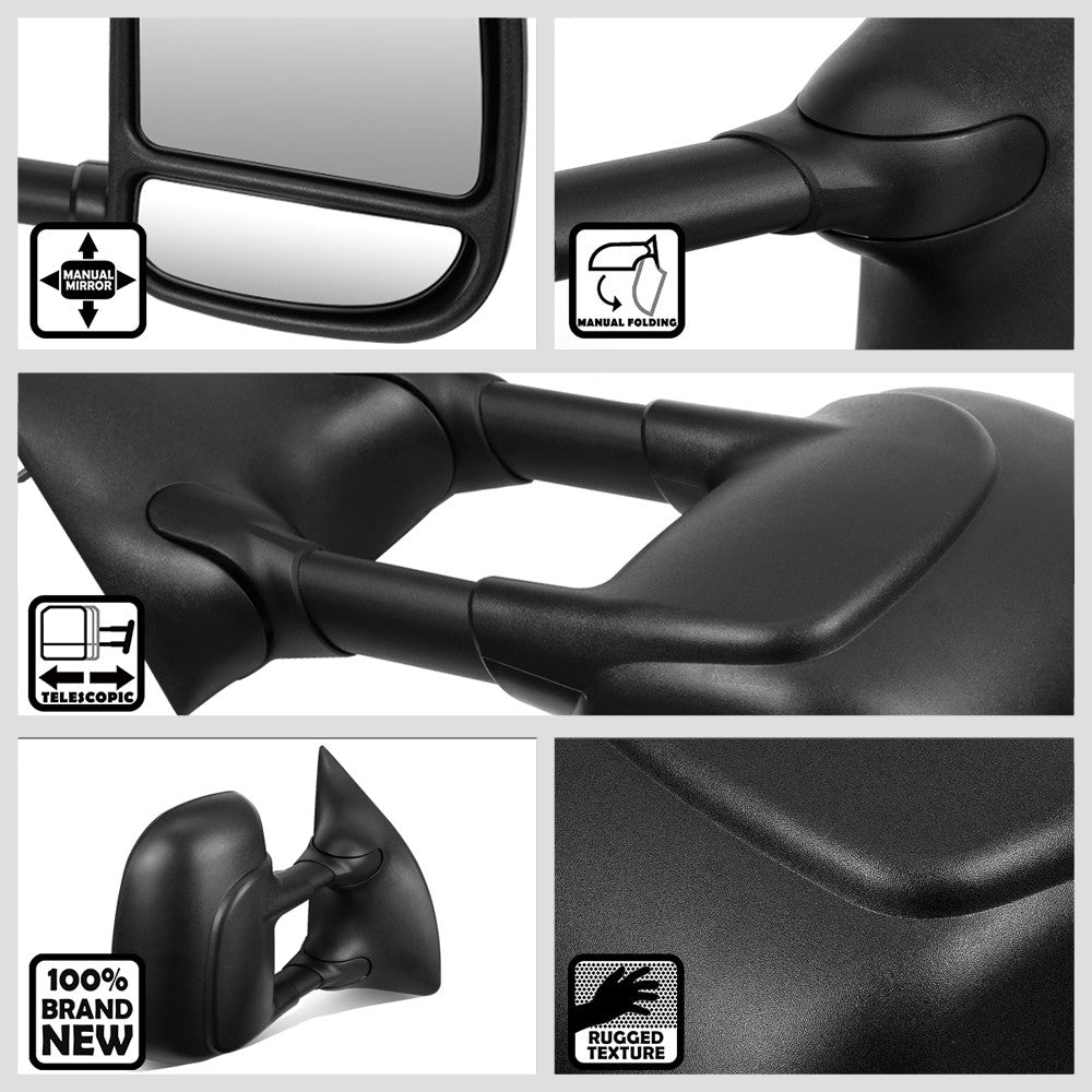 Left/Right Black Towing Side Mirror Manual Adjustment for 99-07 F-350 SD