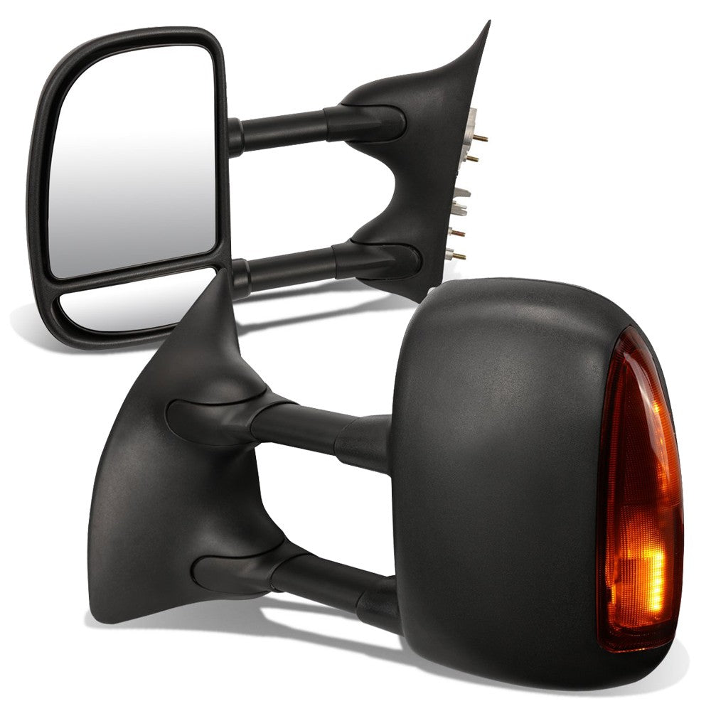 Left/Right Black Towing Side Mirror Manual+ Turn Signal 99-07 F-450 SD BFC-VMIR-004-T666-BK-AM