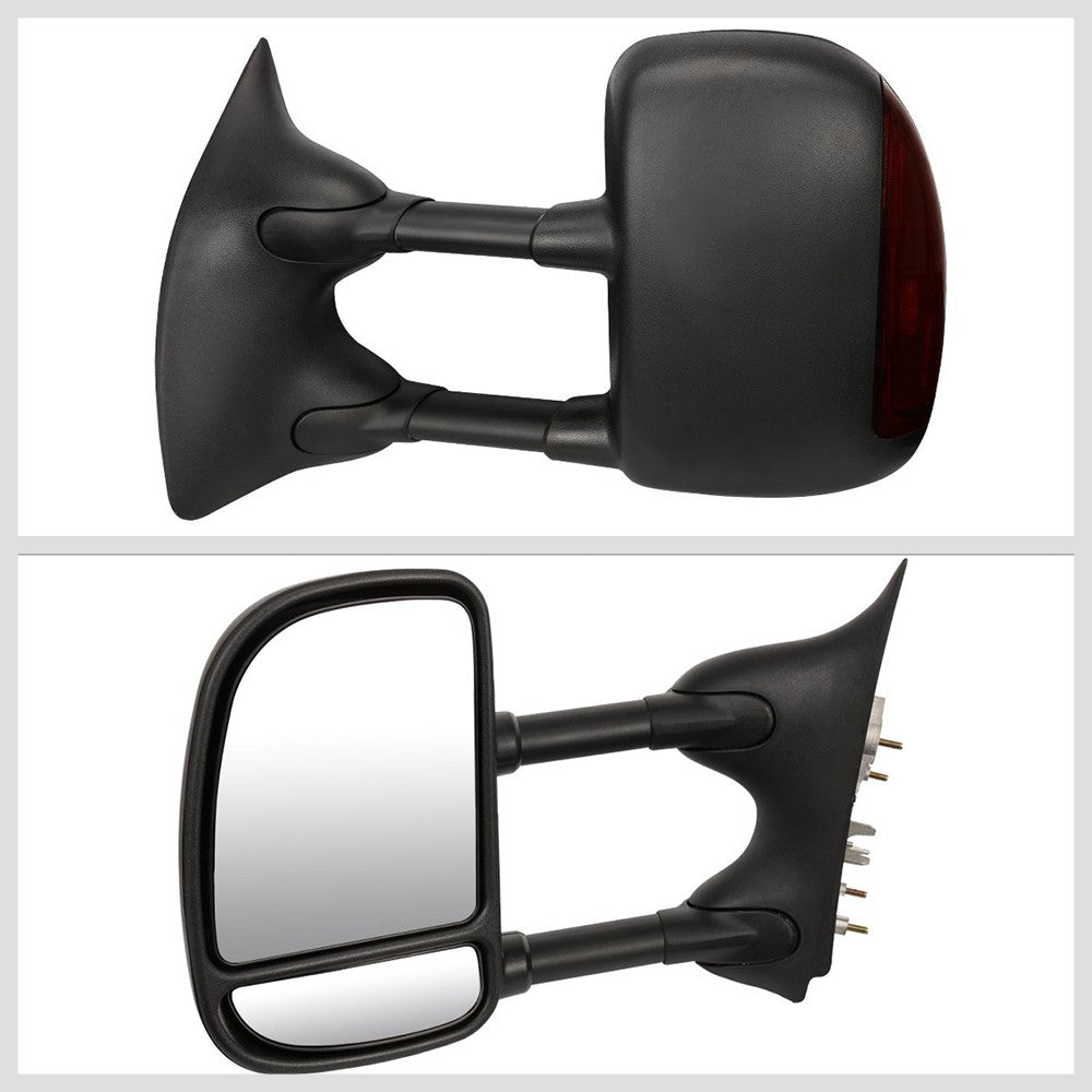 Left/Right Black Towing Side Mirror Manual+ LED Turn Signal for 99-07 F-450 SD