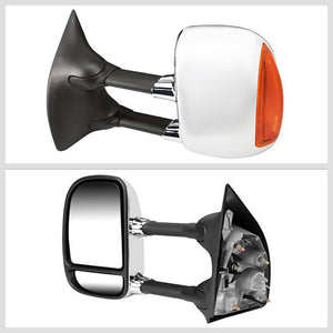 Left/Right Chrome Towing Side Mirror Manual+ LED Turn Signal for 99-07 F-250 SD