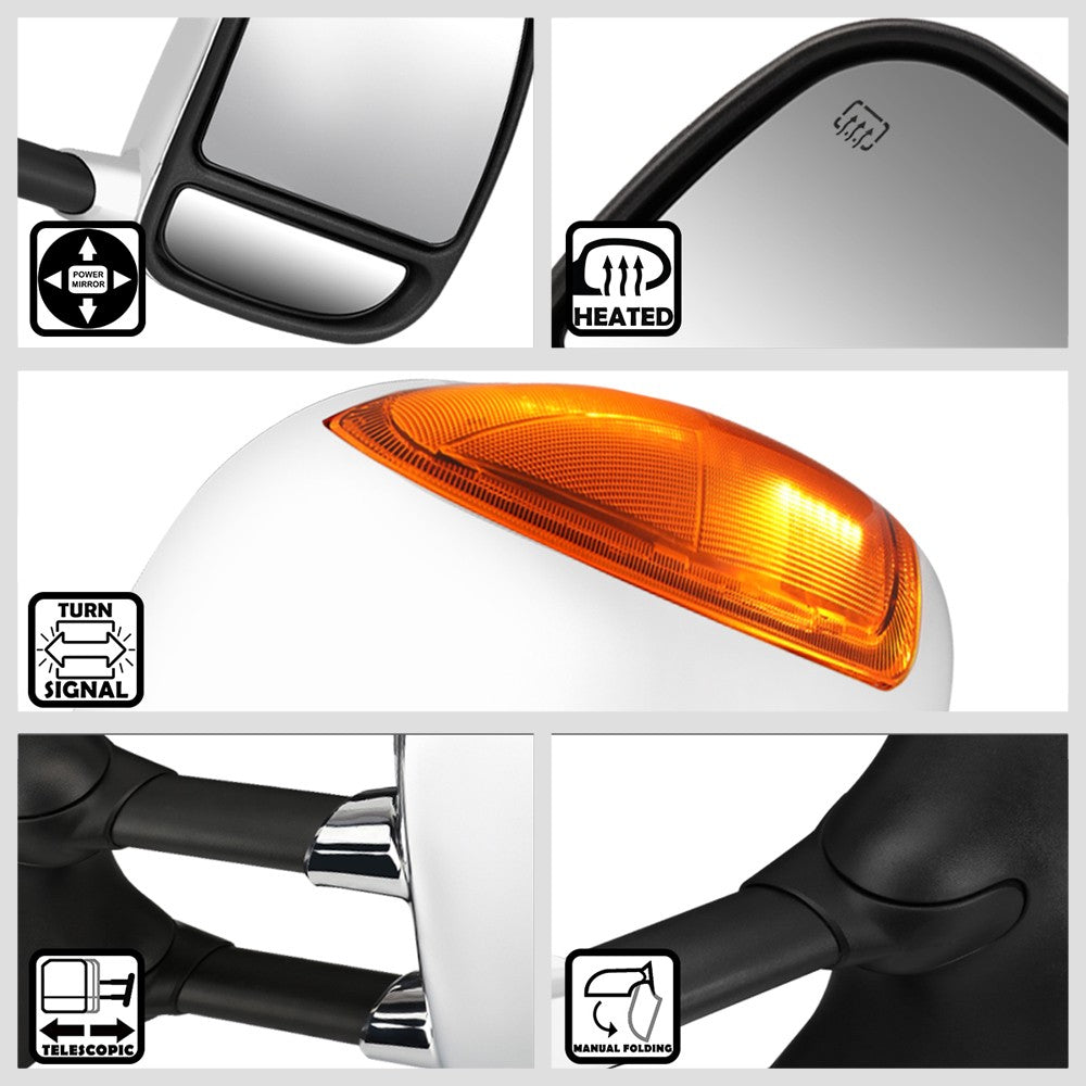 Left/Right Towing Side Mirror Powered W/Heated LED Turn Signal for 99-07 F-450SD