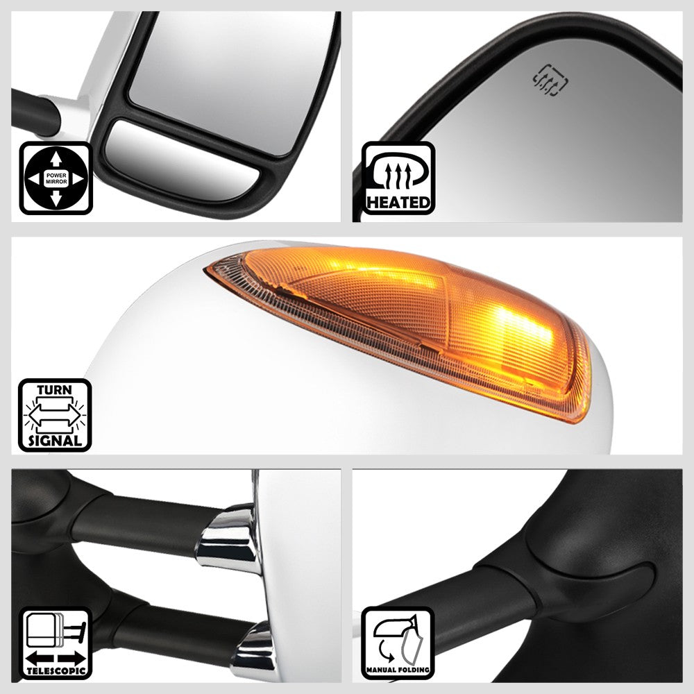 Left/Right Towing Side Mirror Powered+ W/Heated LED Turn Signal for 99-07 F350SD