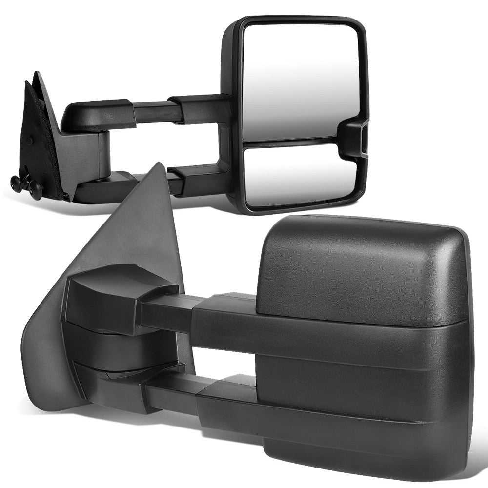 Left/Right Black Dual Glass Tow Mirror Manual Puddle Light 04-14 F-150 BFC-VMIR-006-T222-BK