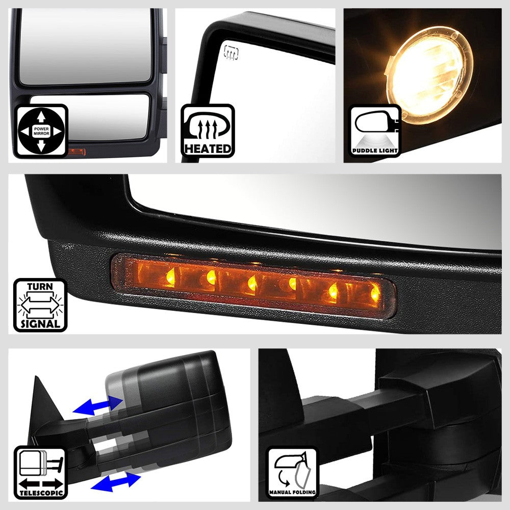 Left/Right Black Towing Side Mirror Powered W/Heated Turn Signal for 04-14 F150