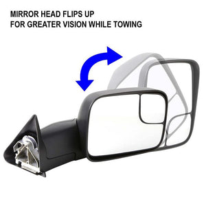 Left/Right Black Towing Side Mirror Manual Adjustment W/Heated for 94-02 Ram2500