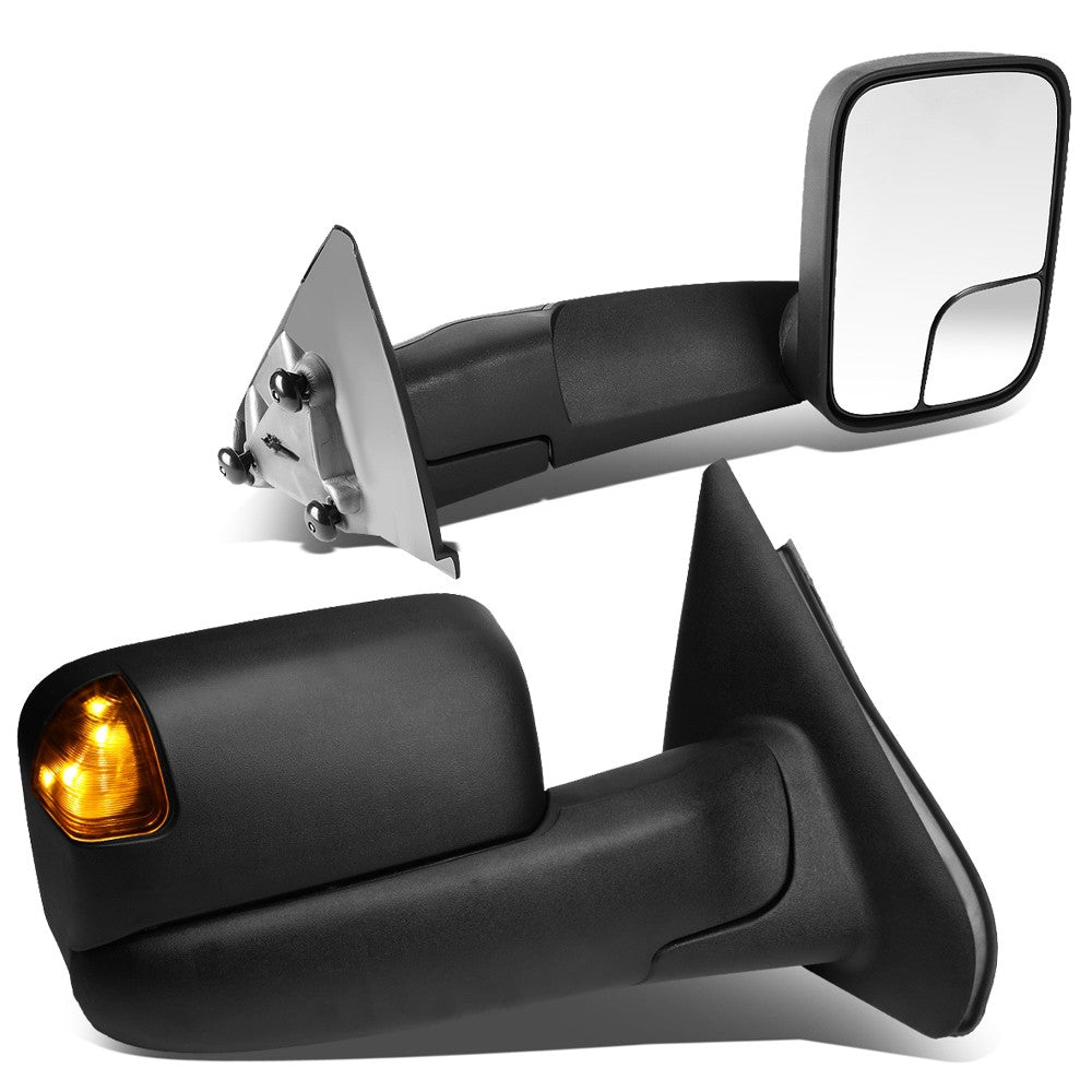 Pair Black Towing Side Mirror Manual Adjustment Heated 02-08 Ram 1500 BFC-VMIR-012-T666-BK-AM