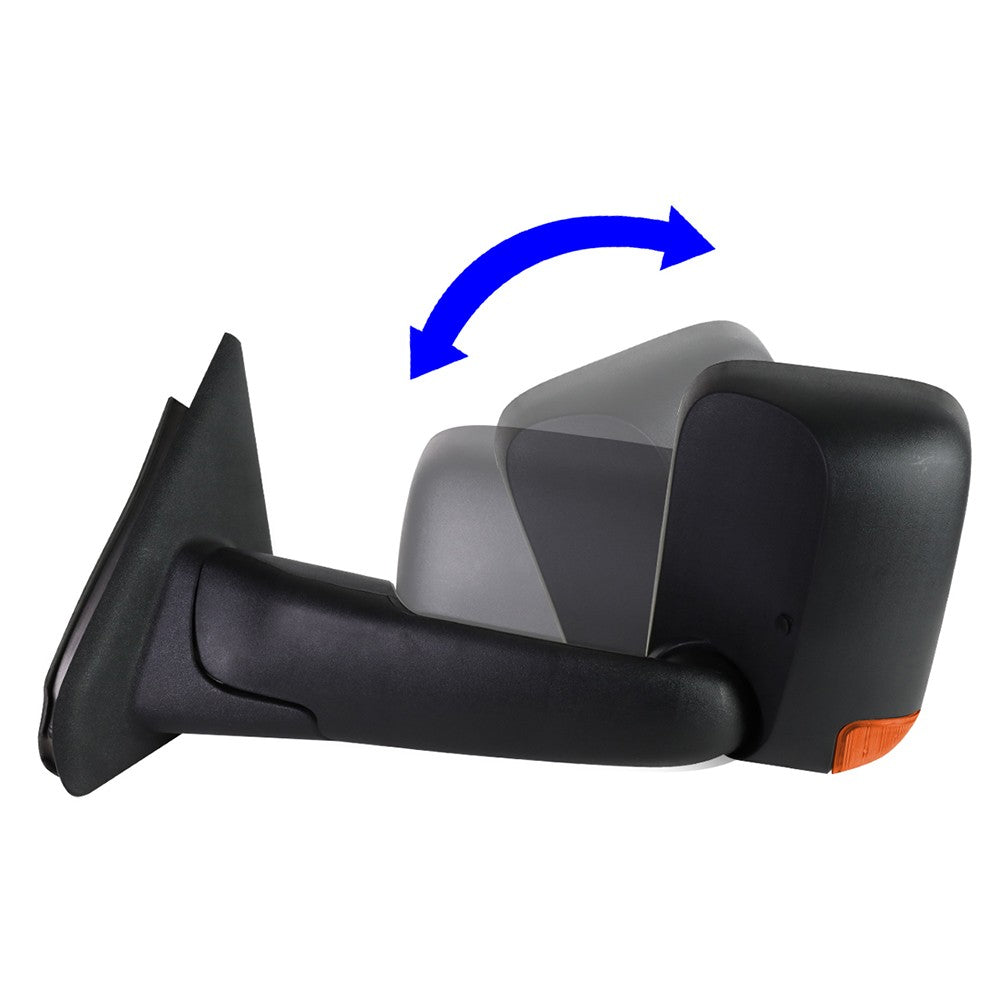 Pair Black Towing Side Mirror Manual Adjustment W/Heated for 02-08 Ram 1500
