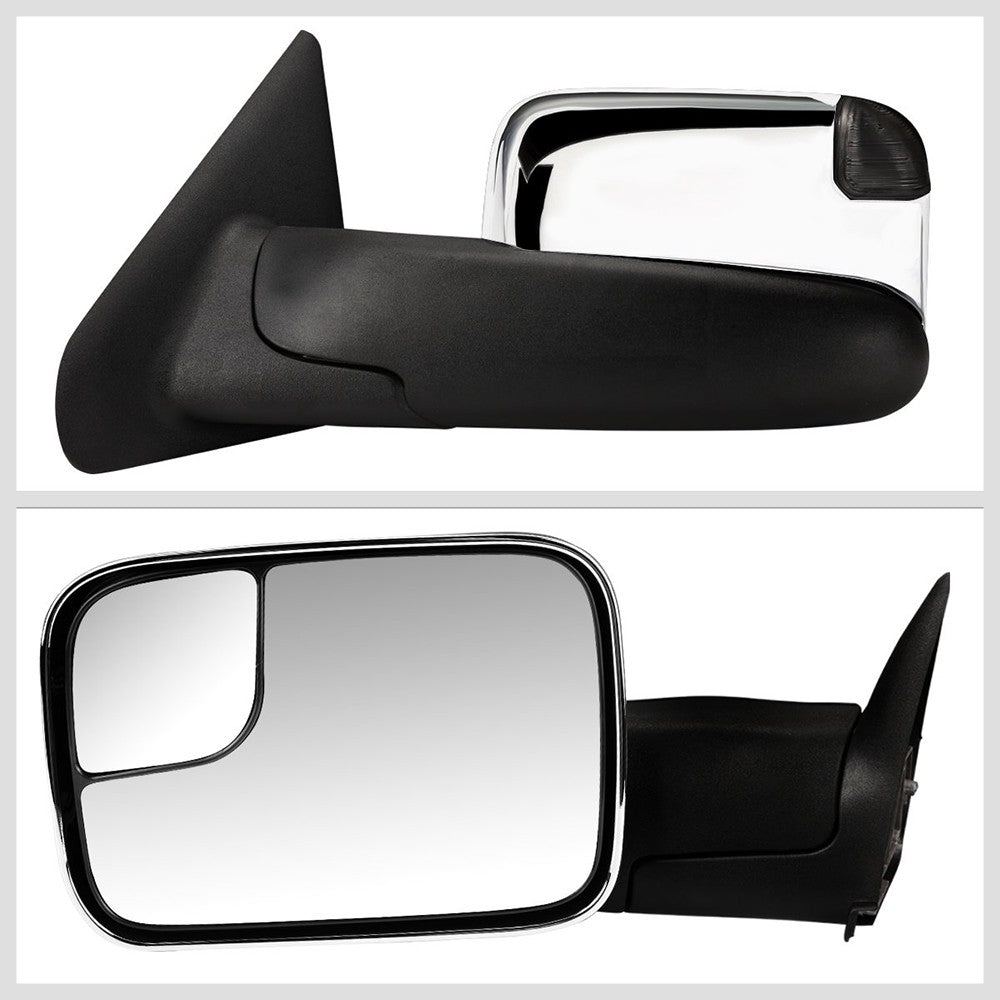 Left/Right Chrome Towing Side Mirror Manual+ LED Turn Signal for 03-09 Ram 3500