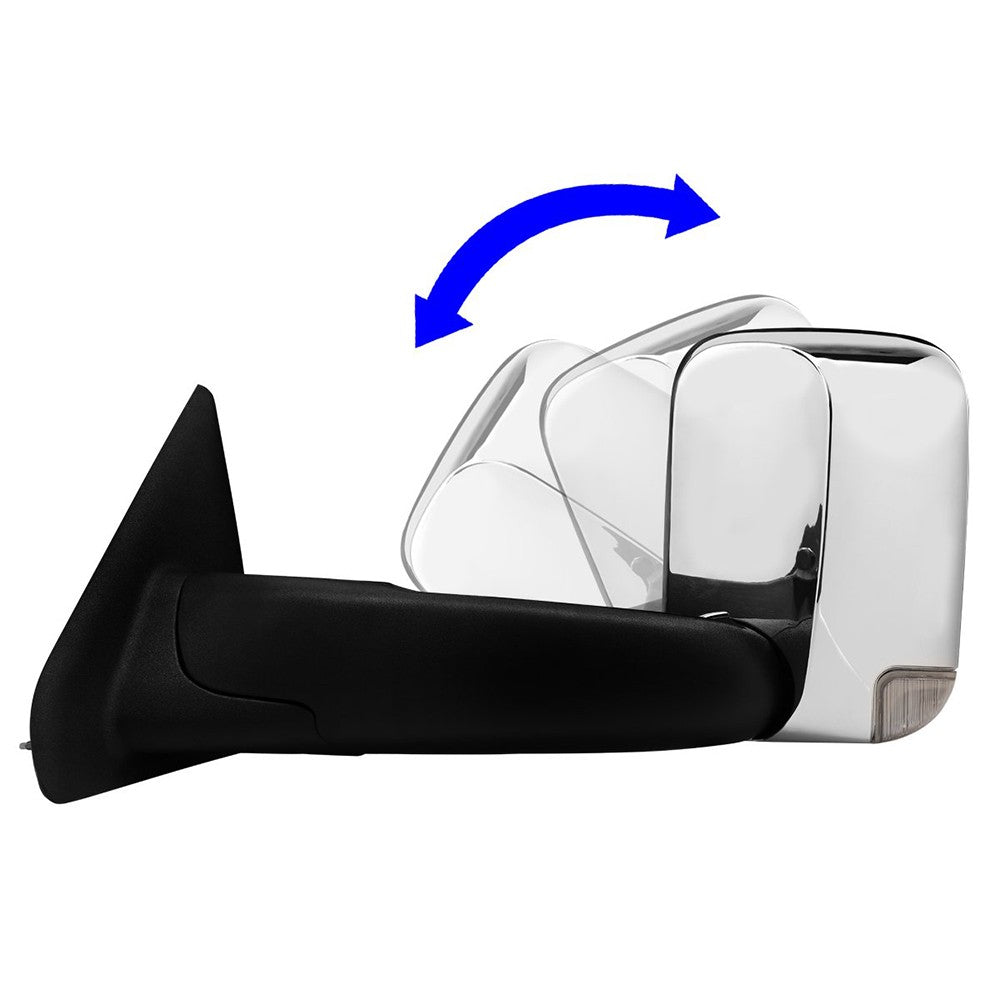 Left/Right Chrome Towing Side Mirror Manual+ LED Turn Signal for 03-09 Ram 3500