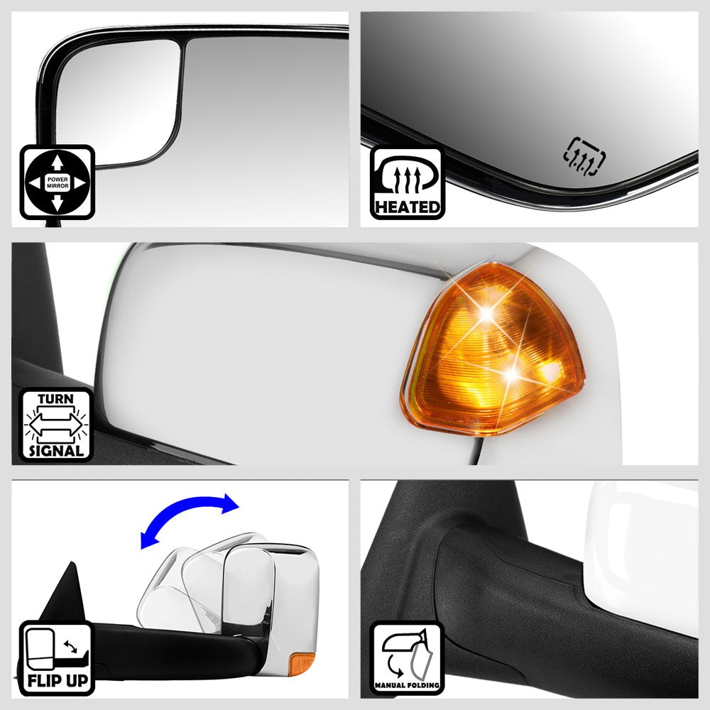 Left/Right Towing Side Mirror Powered Heated LED Turn Signal for 02-08 Ram 1500