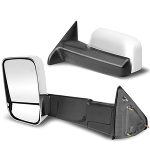 Left/Right Chrome Towing Side Mirror Manual Puddle Light 09-10 Ram2500 BFC-VMIR-013-T222-CH