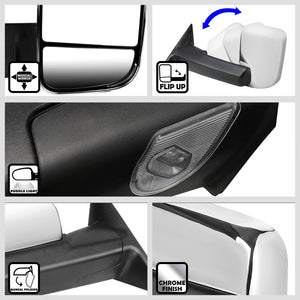 Left/Right Chrome Towing Side Mirror Manual+ W/Puddle Light for 09-10 Ram 2500