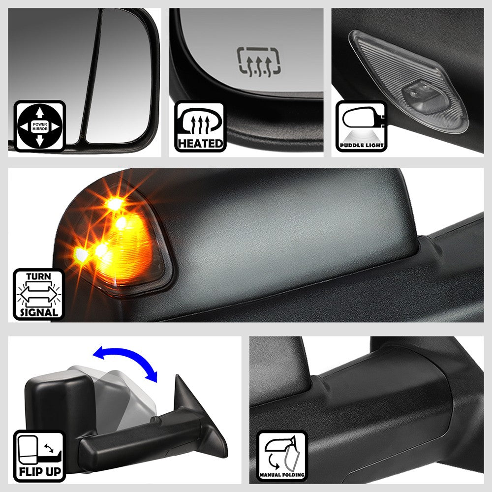 Right/Passenger Towing Side Mirror Powered Heated Turn Signal for 09-10 Ram3500