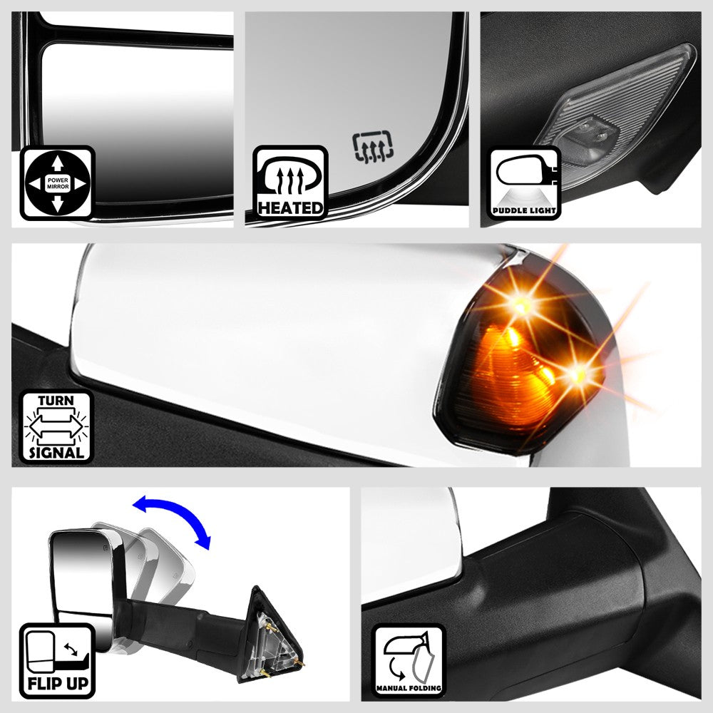 Left/Right Towing Side Mirror Powered W/Heated Turn Signal for 10-16 Ram 5500