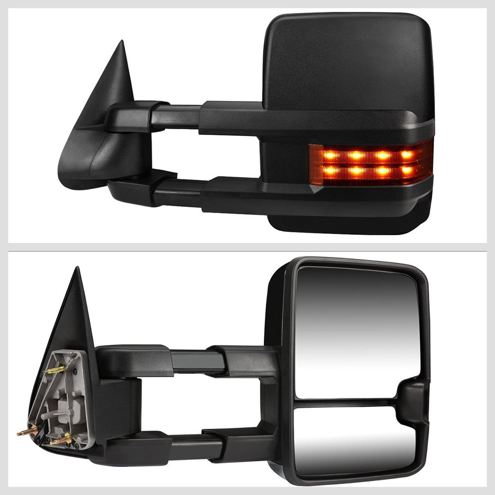 Left/Right Black Towing Side Mirror Manual+ LED Turn Signal for 03-06 Escalade