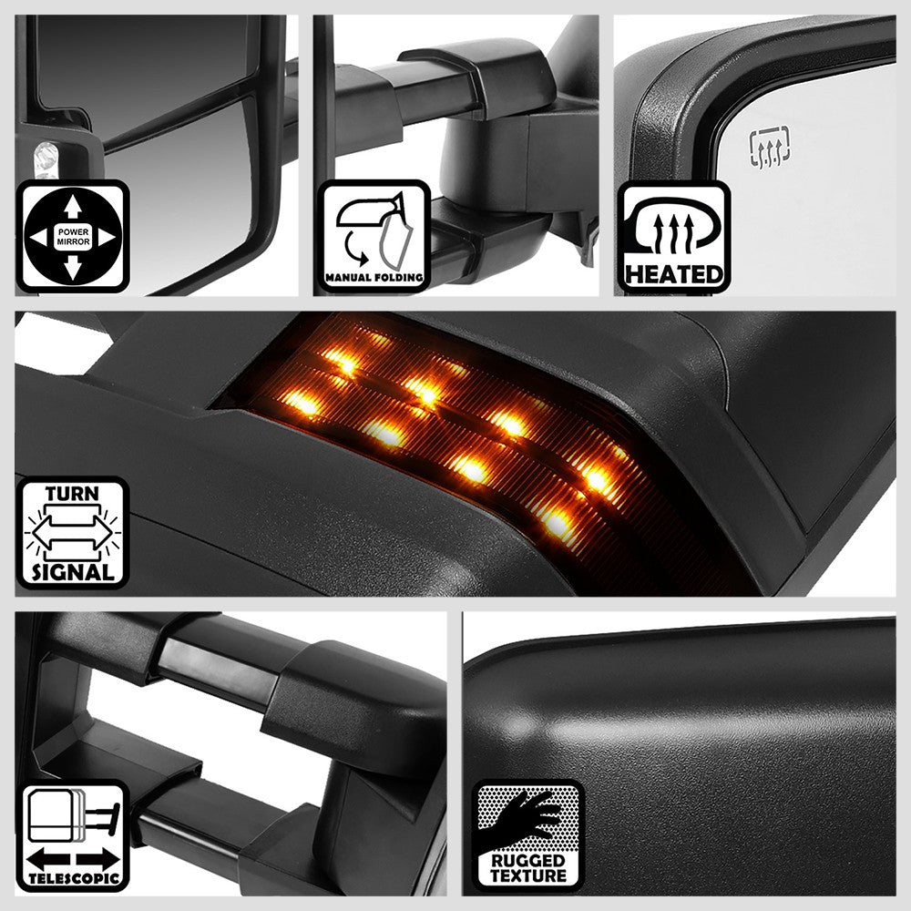 Left/Right Towing Side Mirror Powered W/Heated LED Turn Signal for 03-06 Yukon