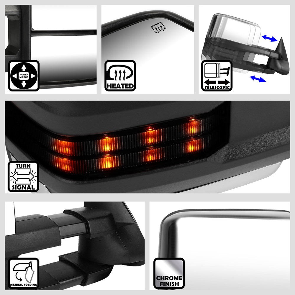 Right Towing Side Mirror Powered+ W/Heated LED Turn Signal for 03-06 Escalade