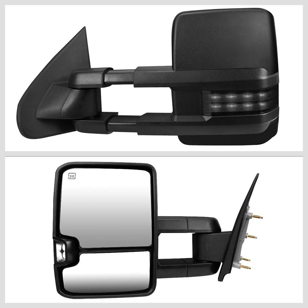 Left Black Towing Side Mirror Powered W/Heated Turn Signal for 15-17 Sierra 1500