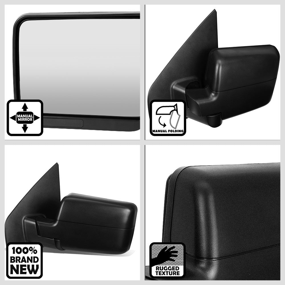 Left/Driver Black Towing Side Mirror Manual Adjustment for 04-14 F-150