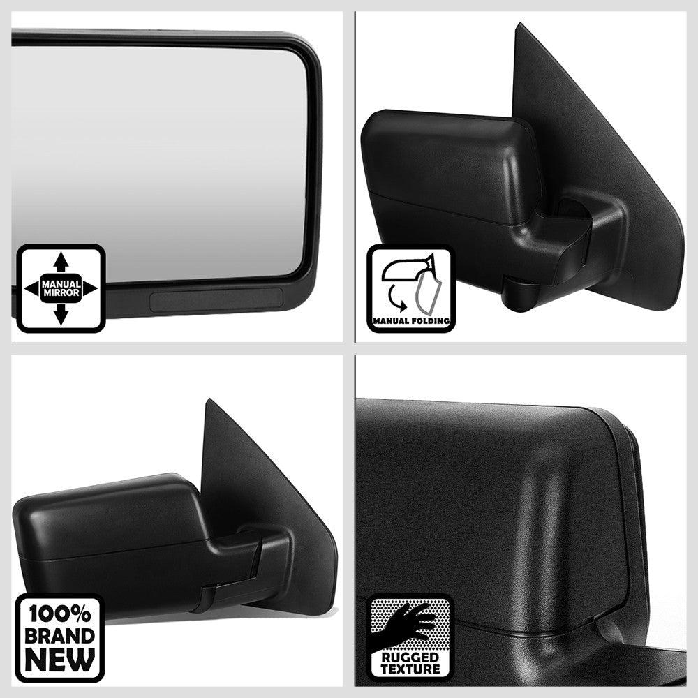 Right/Passenger Black Towing Side Mirror Manual Adjustment for 04-14 F-150