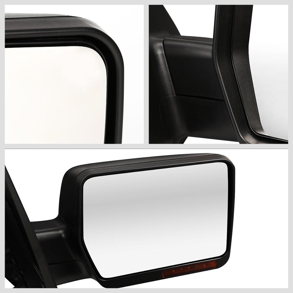 Right Black Towing Side Mirror Manual Adjustment LED Turn Signal for 04-14 F-150