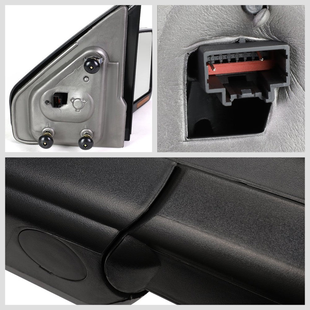 Right Black Towing Side Mirror Manual Adjustment LED Turn Signal for 04-14 F-150