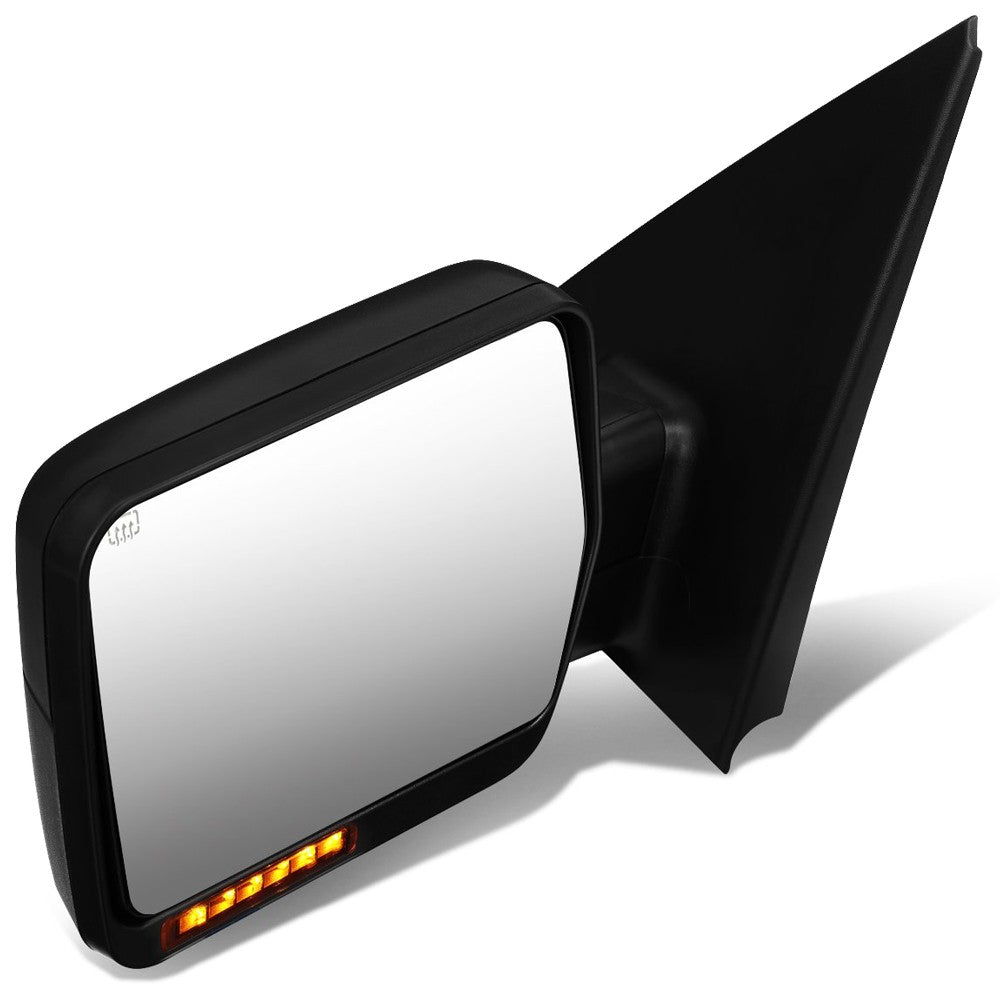 Left/Driver Towing Side Mirror Heated LED Turn Signal 04-14 F-150 BFC-VMIR-018-T888-BK-AM-L