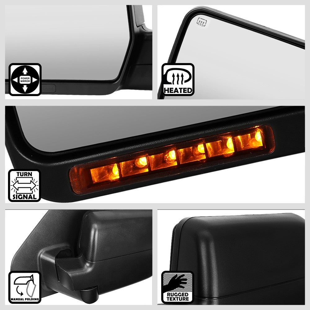 Left/Driver Towing Side Mirror Powered W/Heated LED Turn Signal for 04-14 F-150