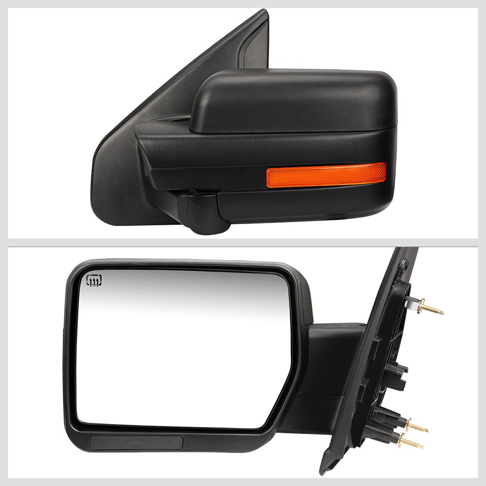 Left/Driver Black Towing Side Mirror Powered Adjustment W/Heated for 04-14 F-150