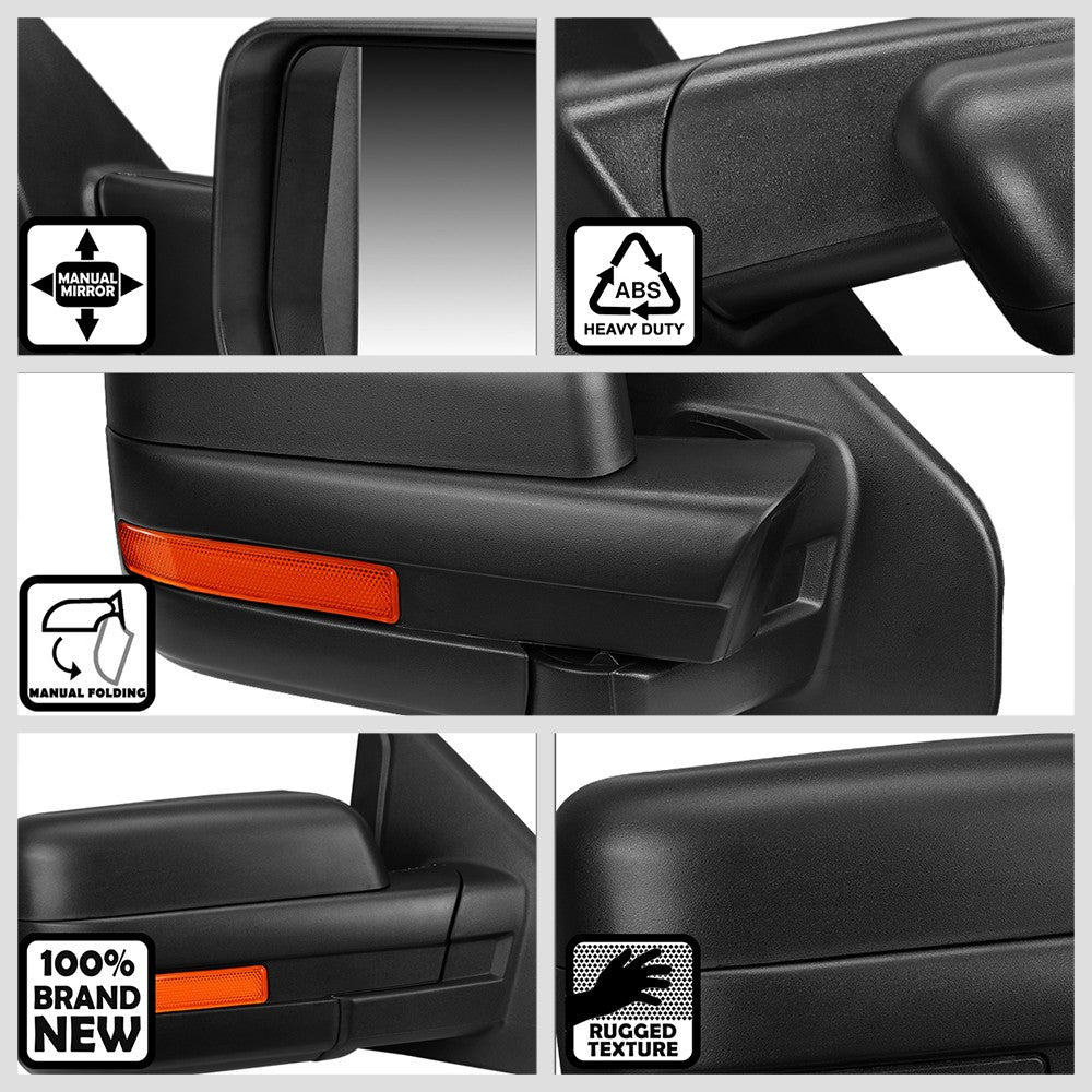 Right/Passenger Black Towing Side Mirror Manual Adjustment Mirror for 04-14 F150