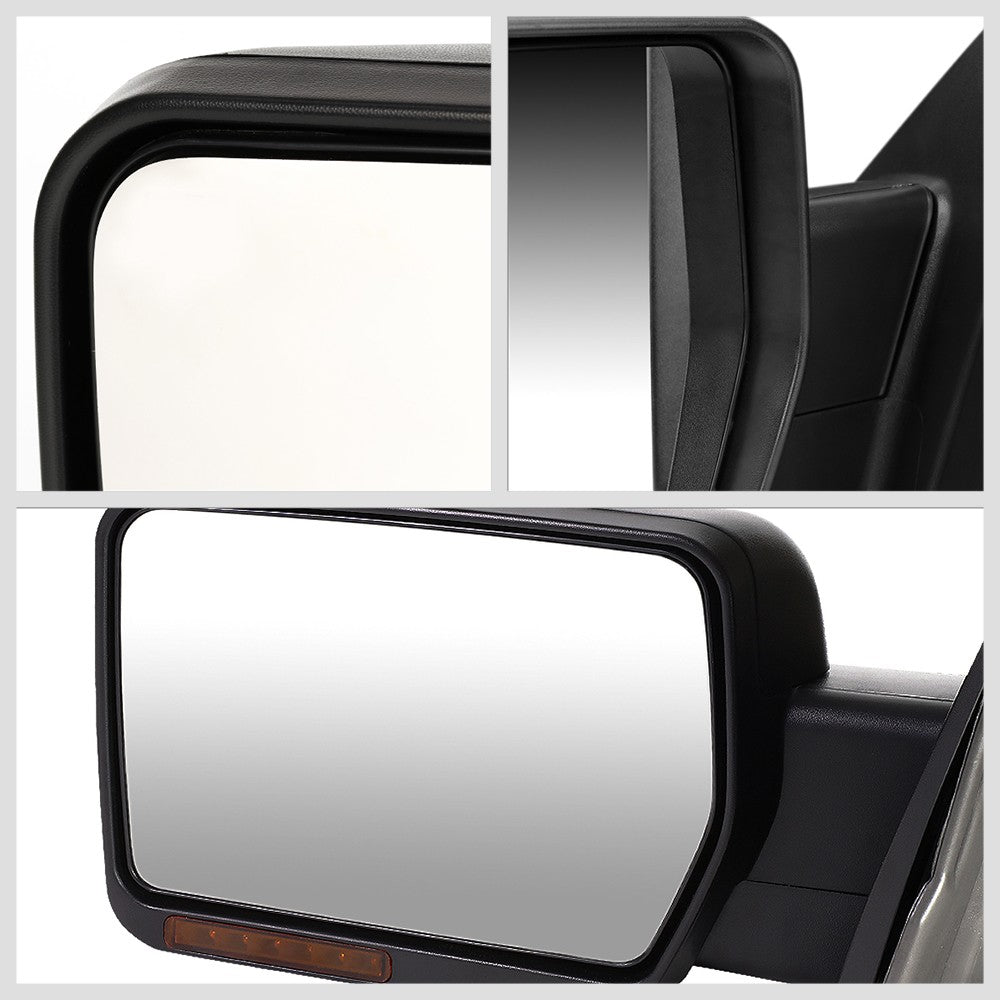 Left Black Towing Side Mirror Manual Adjustment Turn Signal for 04-14 F-150