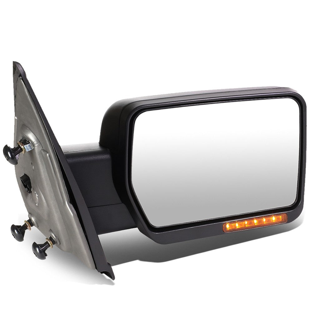 Right Black Towing Side Mirror Manual+ Turn Signal 04-14 F-150 BFC-VMIR-019-T666-BK-AM-R